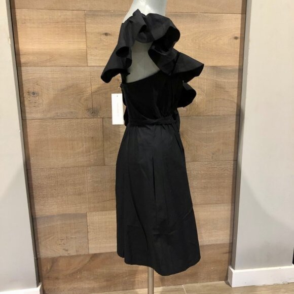 NWT French Connection Azaa Poplin black cotton Dress Size 2 - Picture 6 of 7